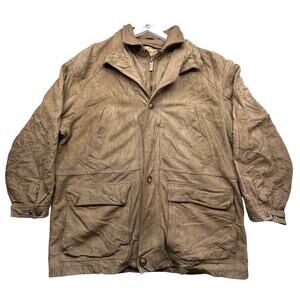Vintage Reed Leather Barn Chore Coat Jacket Mens XL Khaki Tan Butter Soft Heavy